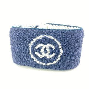 Chanel Navy Blue Wrist Band Sweat Bracelet Cuff